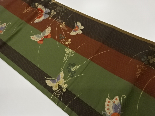 JAPANESE KIMONO / STRIPES / BUTTERFLY / HAGI PATTERNS / WOVEN- NAGOYA 
